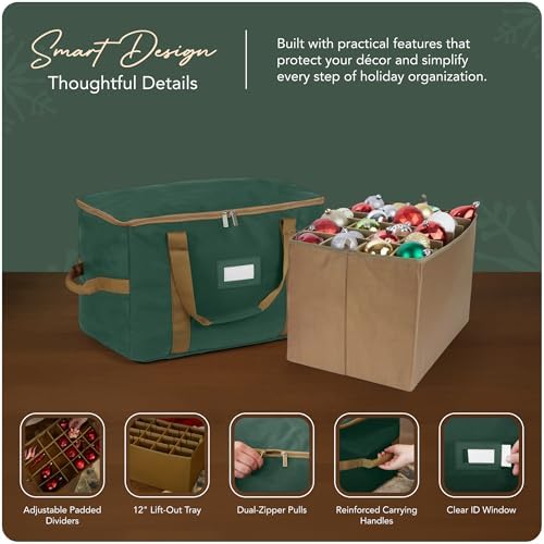 Covermates Adjustable Ornament Storage Bag, 19.25"W x 13"D x 12.5"H, Green - Image 4
