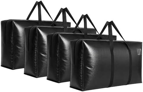 Extra Large Storage Bags, Jumbo Moving Tent Storage Bags, Waterproof Foldable Big Black XXL Duffle Bag for Travel, 42x23x13.5inch - 4PACK by HaoHakka