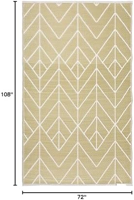 Fab Habitat Outdoor Rug - Waterproof, Fade Resistant, Crease-Free - Premium Recycled Plastic - Art Deco Geometric - Large Patio, Deck, Sunroom, Camping, RV - Sydney - Gold & Cream - 6 x 9 ft - Image 2