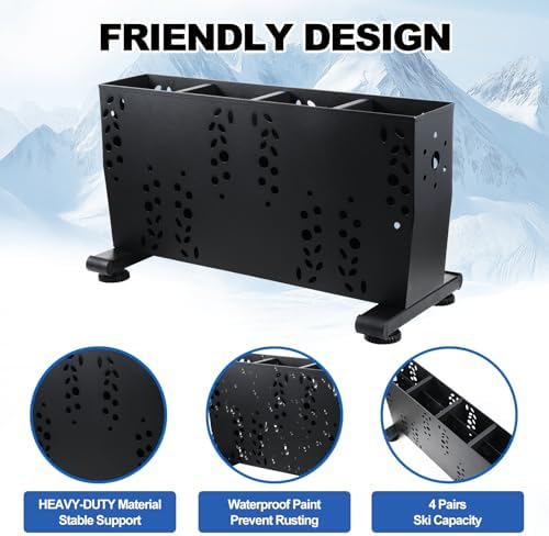 Freestanding Ski Storage Rack for 4 Pairs, Floor Stand Ski Organizer Rack, Heavy Duty Alloy Steel Ski Holders Ski Organizer, Freestanding Ski Organizer for Garage Basement - Image 3