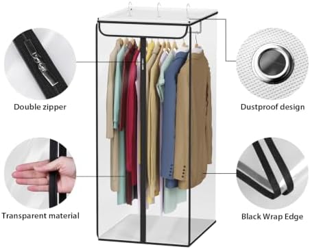 Univivi Garment Bags for Hanging Clothes, Cloth Bag 40 In, 2 PCS, Clear - Image 4