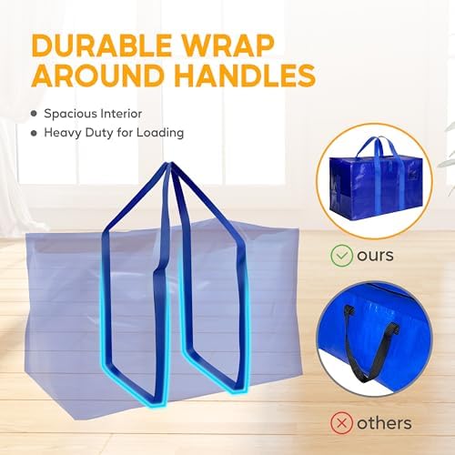 HealSmart 12 Pack Large Moving Bags with Zippers & Handles, Moving Supplies with lids, Heavy Duty Totes for Space Saving, Fold Flat, Moving and Storing, Blue - Image 7