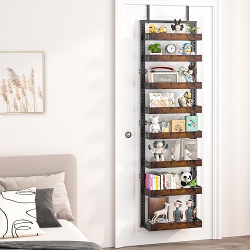 BUKFEN 8-Tier Over the Door Pantry Organizer, Adjustable Wooden Basket - Image 4