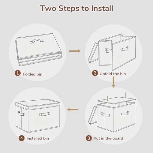 CHICVITA 4-Pack Large Fabric Storage Bins with Lids for Shelves, Ivory - Image 7