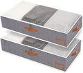 Yawinhe Pack of 2 Underbed Storage Bags, Foldable Clothes Storage with Clear Window, for Duvets, Clothes, 60 x 30 x 15 cm, Grey by Yawinhe