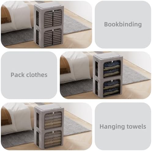 FHSQX 2 Pack Clothes Storage Bins, Light Gray, 16.5x12.2x12.2 Inch - Image 5