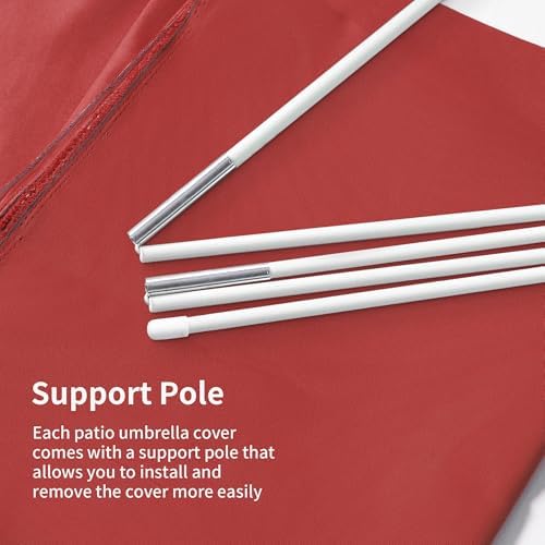Cantilever Patio Umbrella Cover with Zipper and Pole, Red - Image 5