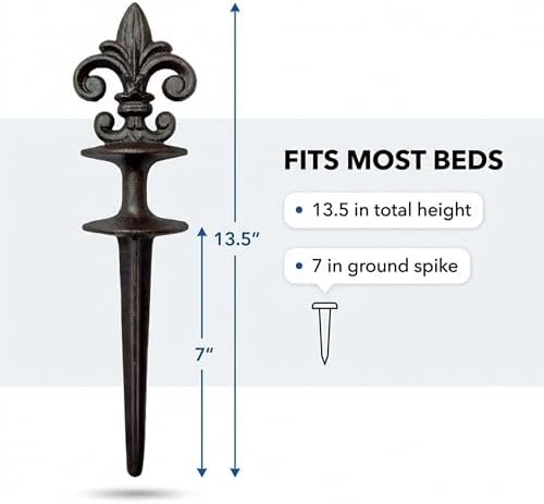 Lulu Decor, Antique Black Cast Iron Garden Fleur de lis Hose Guides, Set of 2. Strong and Decorative Hose Guide that Protects Your Plants and Provides Elegance to Your Garden - Image 5