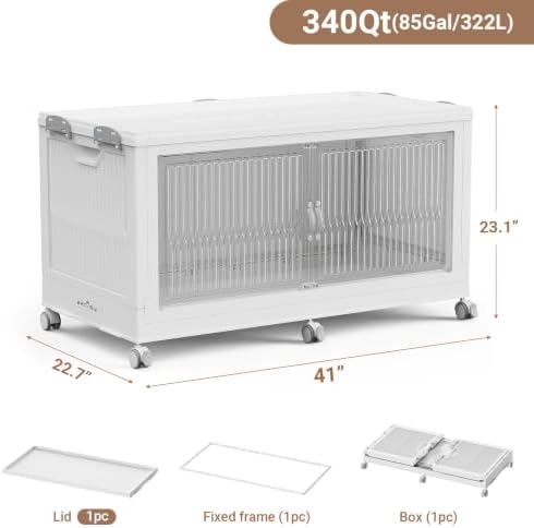 BROVIEW 340Qt Stackable Storage Bins with Lid for Home Dorm, 1Pack White - Image 2