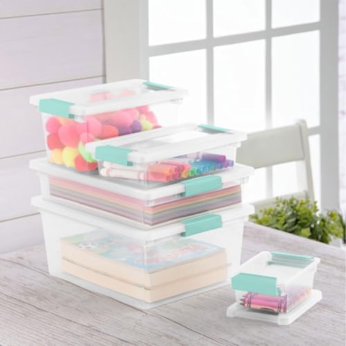 Sterilite 12-Pack Clip Box, Stackable Clear Plastic Bins with Latching Lids, Medium - Writing, Arts or Crafts Supplies Storage Containers for Home, Office, Classroom and Workshop Organization - Image 6