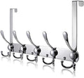 LYLIN Over The Door Hook, TEKI 5 Tri Hooks for 1.6” Thick Door, Over The Door Hook Hanger, Heavy Duty Over Door Rack for Hanging Coats Clothes Hats Robes Towels (Silver, 1.6”) by LYLIN
