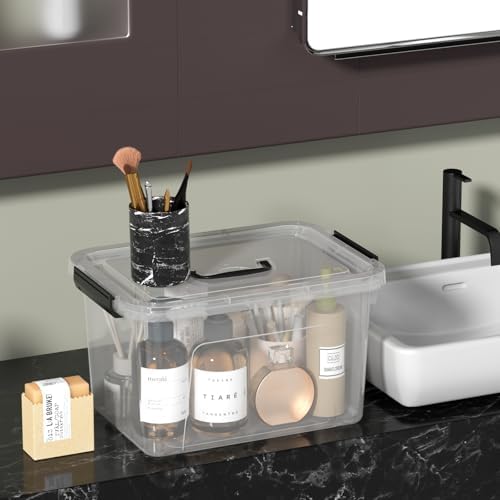 Wekioger 4 Packs Plasitc Lidded Storage Bins, Clear Latching Boxes 10 Quart - Image 5