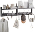 STELLSTAR Coat Rack with Shelf, 2 Pack Bamboo Wall-Mounted Coat Hanger with 8 Hooks for Entryway, Hallway, Kitchen, Bathroom, Living Room, Utility Room (Black) by STELLSTAR
