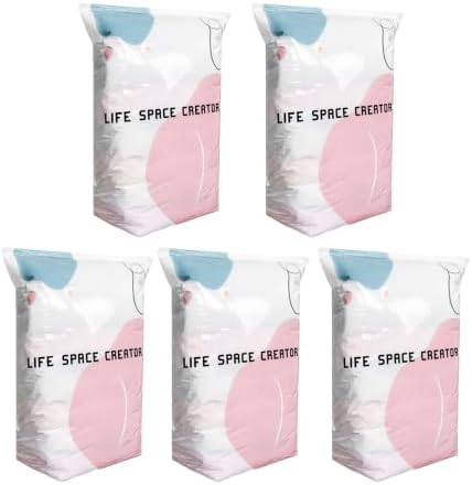5PCS No Pump Vacuum Storage Bags, No Pump Large Vacuum Storage Compression Bags, Thick Airtight Reusable Organizer for Clothes Comforters Travel Moving Closet Storage (L) by Unknown