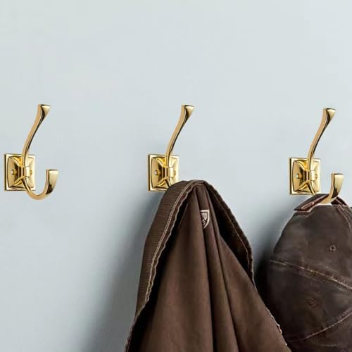 10 Pack Decorative Heavy Duty Towel Hooks for Hanging Robe Double Polished Brass Coat Hooks Wall Mounted with Screws for Key, Towel, Bags, Cup, Hat - Image 4