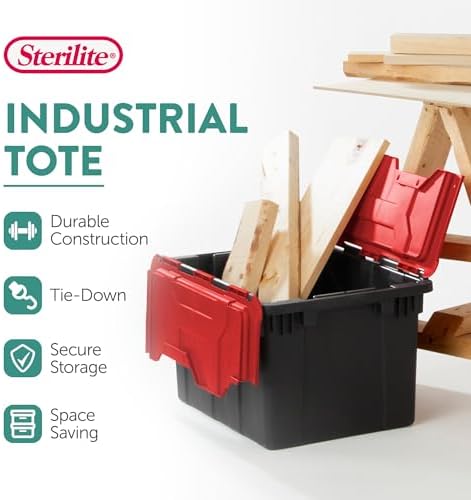 Sterilite Industrial Storage Tote with Lids for Garage, 12 Gallon, 6-Pack - Image 2