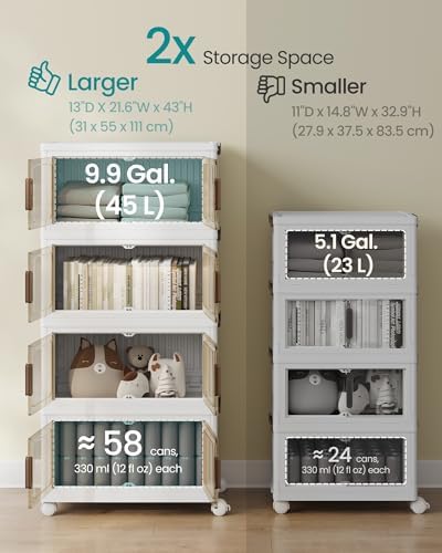 SONGMICS 48QT stackable storage bins with 1 Lid, 4-Tier Foldable Bins - Image 3