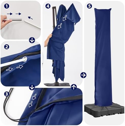 Patio Cantilever Umbrella Outdoor Waterproof Cover with Zippe - Image 4