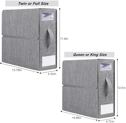Cosybreeze Bed Sheet Organizers and Storage, Foldable Bed Sheet Set 4 Pack Twin/Full/King/Queen Size Organizing Bedding Container Linen Closet Organizer for Duvet Covers Clothes Towels, Grey - Image 6