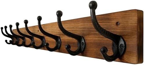 WEBI Rustic Coat Rack Wall Mount,35.43" Long 8 Cast Iron Coat Hooks Wall Mounted,Heavy Duty Wall Coat Hanger Hooks for Hanging Jacket,Clothes,Brown by WEBI