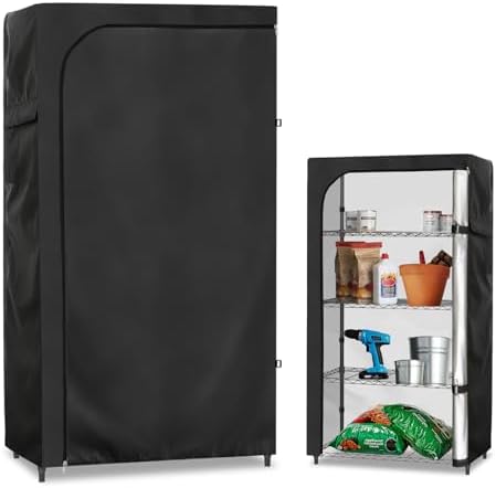 Rileytee Wire Shelf Cover,Heavy Duty 600D Dustproof Waterproof Shelf Covers for Wire Shelving,Outdoor Storage Rack Cover for Wire Rack with Zipper,Black,48"W x 18"D x 82"H by Rileytee