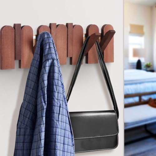 Cabilock Solid Wood Piano Key Wall Hooks 16.73 Inch Multi-Functional Coat Rack for Entryway Hats Bags Wall Mounted Organizer - Image 3