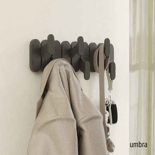 Umbra Tempo Wall Hooks, 6-Hook Coat Rack Wall Mount, Black - Image 2