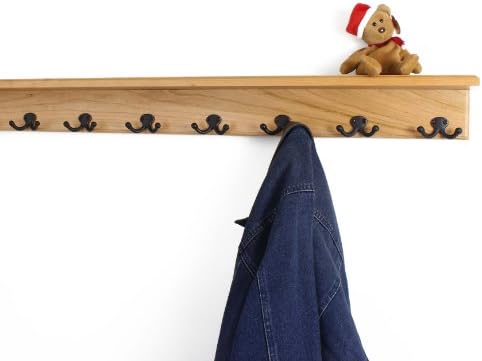 PegandRail Solid Cherry Shelf Coat Rack with Aged Bronze Double Style Hooks - Made in The USA (Natural, 37" with 7 Hooks) - Image 2