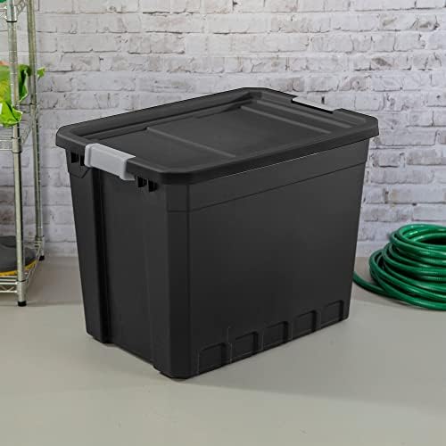 Sterilite 4-Pack Plastic Storage Bins with Lids, Stackable Containers, 27 Gallon, Black - Image 5
