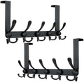 Dseap Over Door Hook 2.0 - Upgraded Version - Simple-Assembly, Strong, Heavy-Duty Stainless Steel 5-Tri-Hook Over The Door Hanger Rack, SimpleStrong Series, Black, Pack of 2 by Dseap