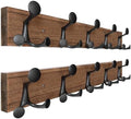 SKOLOO 24-Inch Wood Coat Rack Wall Mount with 5 Triple Hooks - Ideal for Family Entrances, Classrooms, and Pet Supplies Storage - Perfect Coat Hooks for Wall,Charred Golden Brown, Pack of 2 by SKOLOO