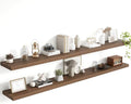 Acovy 72 Inch Floating Shelves, 8 Inch Deep Floating Shelves for Wall, Hanging Shelf with Invisible Brackets, Deep Shelves for Bathroom, Bedroom, Living Room, Walnut, Set of 2 by Acovy