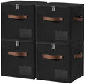 ANMINY 11 Inch Fabric Storage Cubes Bins with Zipper Lid, Black, 4PCS by ANMINY