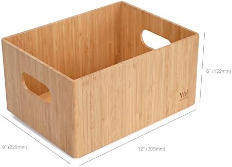 MobileVision Bamboo Storage Box PLUS LID COMBO, 12”x 9”x 6”, Durable Bin w/Handles, For Clothes, Shoes, Arts & Crafts, Closet & Office Shelf - Image 3