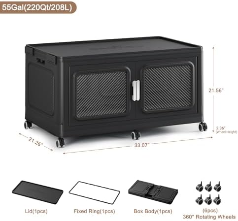 BROVIEW 55Gal Extra Large Storage Bins with Lid and Wheels, Black, 1 Pack - Image 2