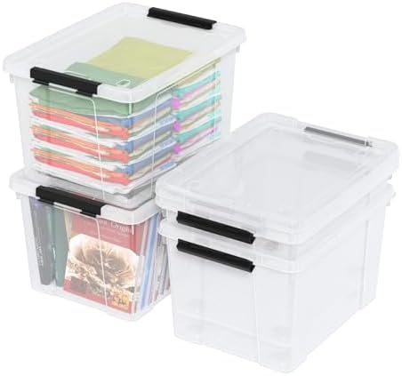 35 Quart Plastic Clear Latching Storage Box with Wheels, 4-Pack - Image 6
