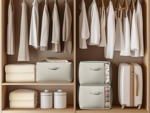 4 Pack Canvas Comforter Storage Bags for Clothes & King Comforters, Grey - Image 7