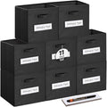 Fabric storage cubes (Set of 8) 11 Inch Cube Storage Bin, Cube storage with 8 Labels Window Cards & a Pen, Foldable cube organizer bins,11x11 Storage bin, Cubby Organizer Boxes, Black by Artsdi