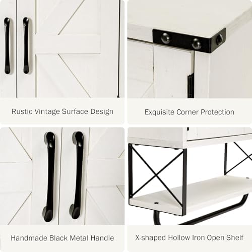 RUSTOWN Farmhouse Medicine Cabinet with 2 Barn Door & Towel Bar Rack - Image 7