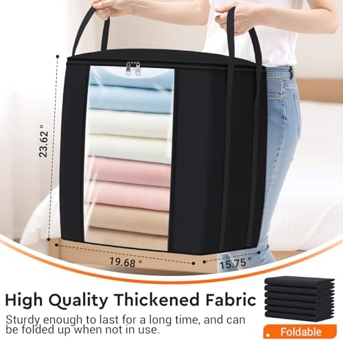 TasticTotes 120L Extra Large Blanket Clothes Storage Bags, Gray, 6 Pack - Image 2