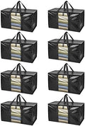 BALEINE 8-Pack Oversized Moving Bags with Reinforced Handles, Heavy-Duty Storage Tote Moving Supplies for Packaging, Camping (Black w/Window, 8-Pack) by BALEINE