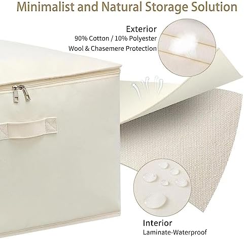 6 Pack Canvas Comforter & Blanket Storage Bags with Clear Window, Beige - Image 3