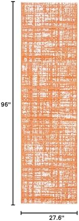 SAFAVIEH Washable Rug Outdoor Courtyard Collection - 2'3" x 8' Runner, Orange & Ivory, Non-Shedding & Easy Cleaning, Ideal for Patio, Entryway, Mudroom, Hallway, Kitchen (CY8451-52821) - Image 2