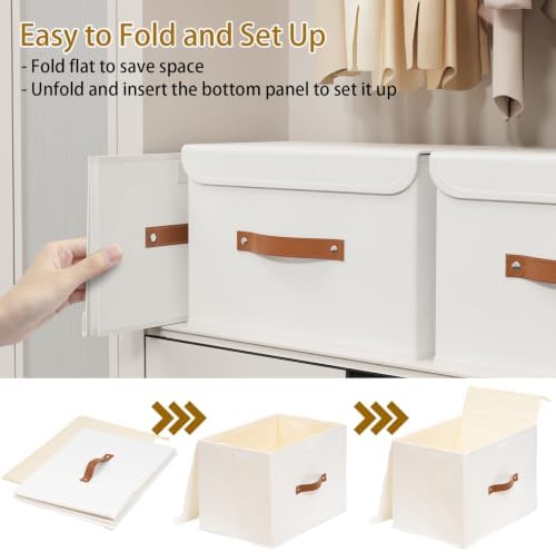 Yawinhe Storage Boxes, Set of 3 Fabric Crates, 13 x 23 x 20 cm, White - Image 6