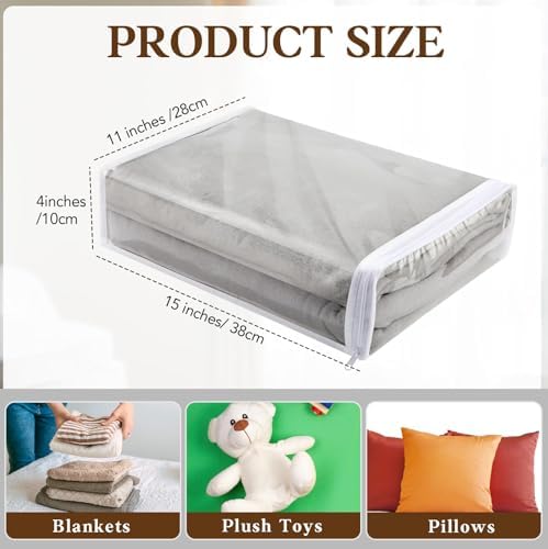 Riakrum 50 Pack Clear Zippered Storage Bags, 15x11x4 inches, Vinyl Plastic Sweater Sheet Organizers Storage Bags, PVC, for Clothes, Sheet, Blankets, Fabrics Organizers (White) - Image 3