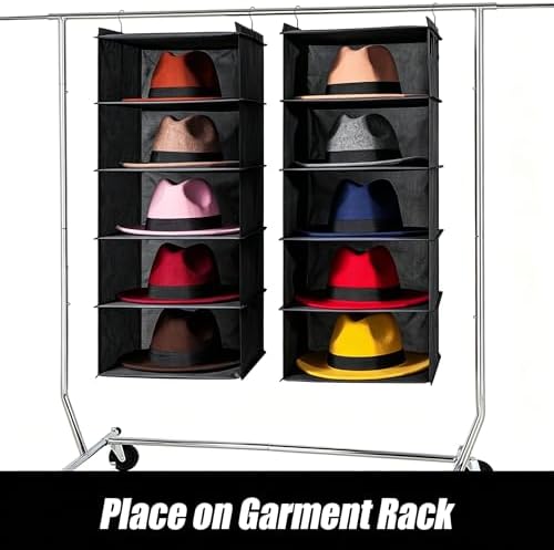 LADYBRO Oxford Cloth Hat Rack for Closet, Storage or Display, Black, Large - Image 5