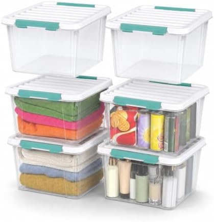 Rosebloom 20 Quart Clear Plastic Storage Bin with Latching Lid, 6 Packs by Unknown