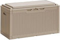 Greesum 100 Gallon Resin Deck Box Large Outdoor Storage Boxes with Cushions for Garden Tools, Patio Furniture Pillows, Pool Supplies, Light Coffee by BuynowfromGreesum