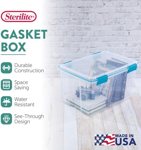 Sterilite Gasket Storage Box with Lids for Home & Office, 54 Quart, 12-Pack - Image 3