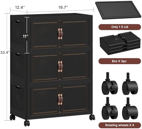 288QT Extra Large Stackable Storage Bins with Lids & Wheels & Door, - Image 2